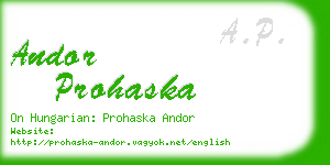 andor prohaska business card